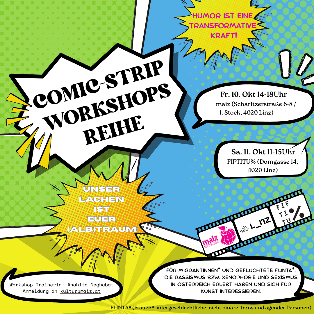 flyer mit informationen unter einem comic layout-design